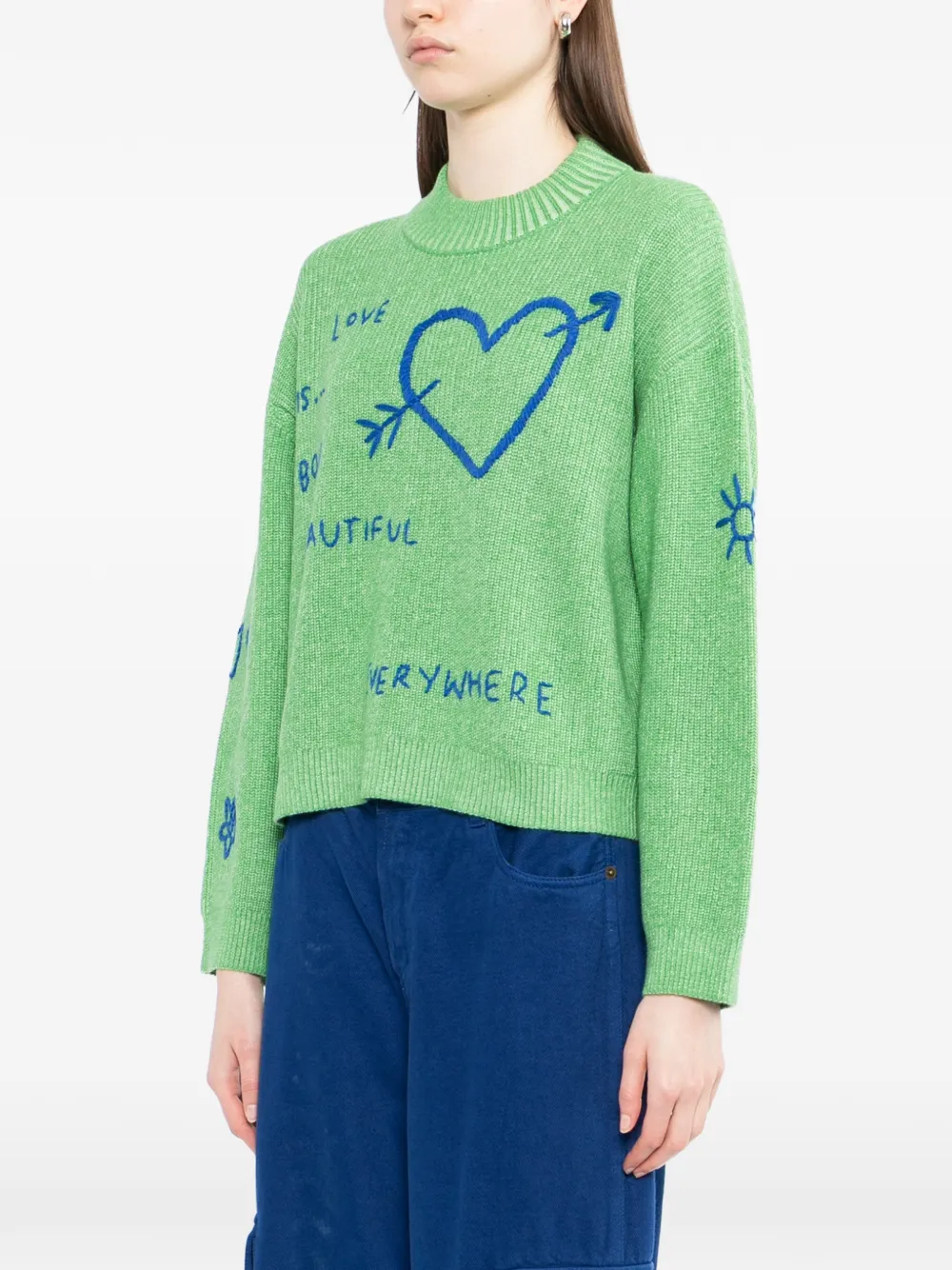 Heart-Embroidered Sweater