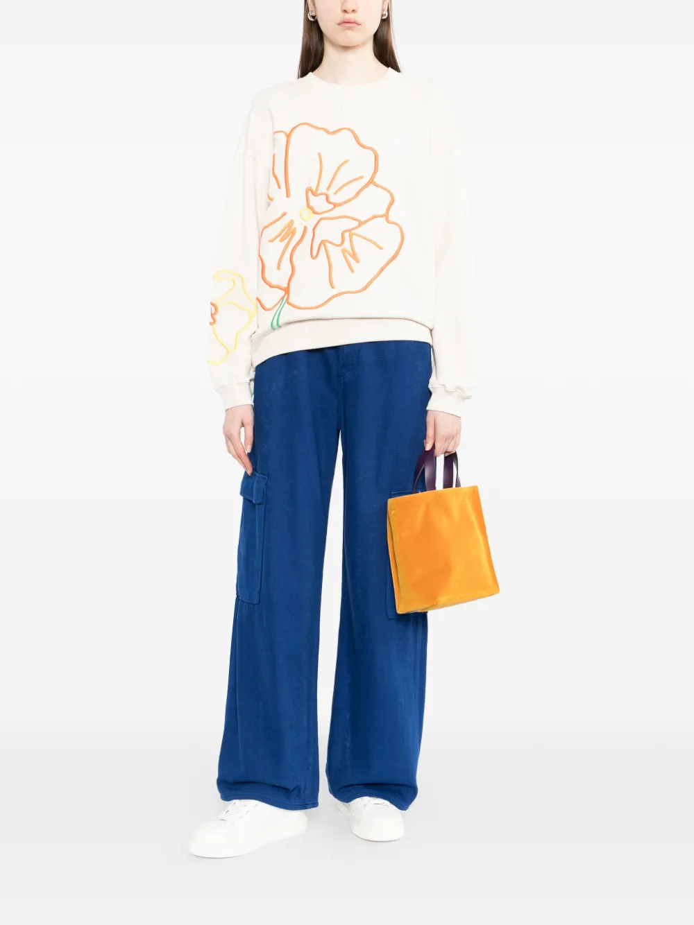  Mira Mikati Floral-embroidered Sweatshirt - Neutrals 