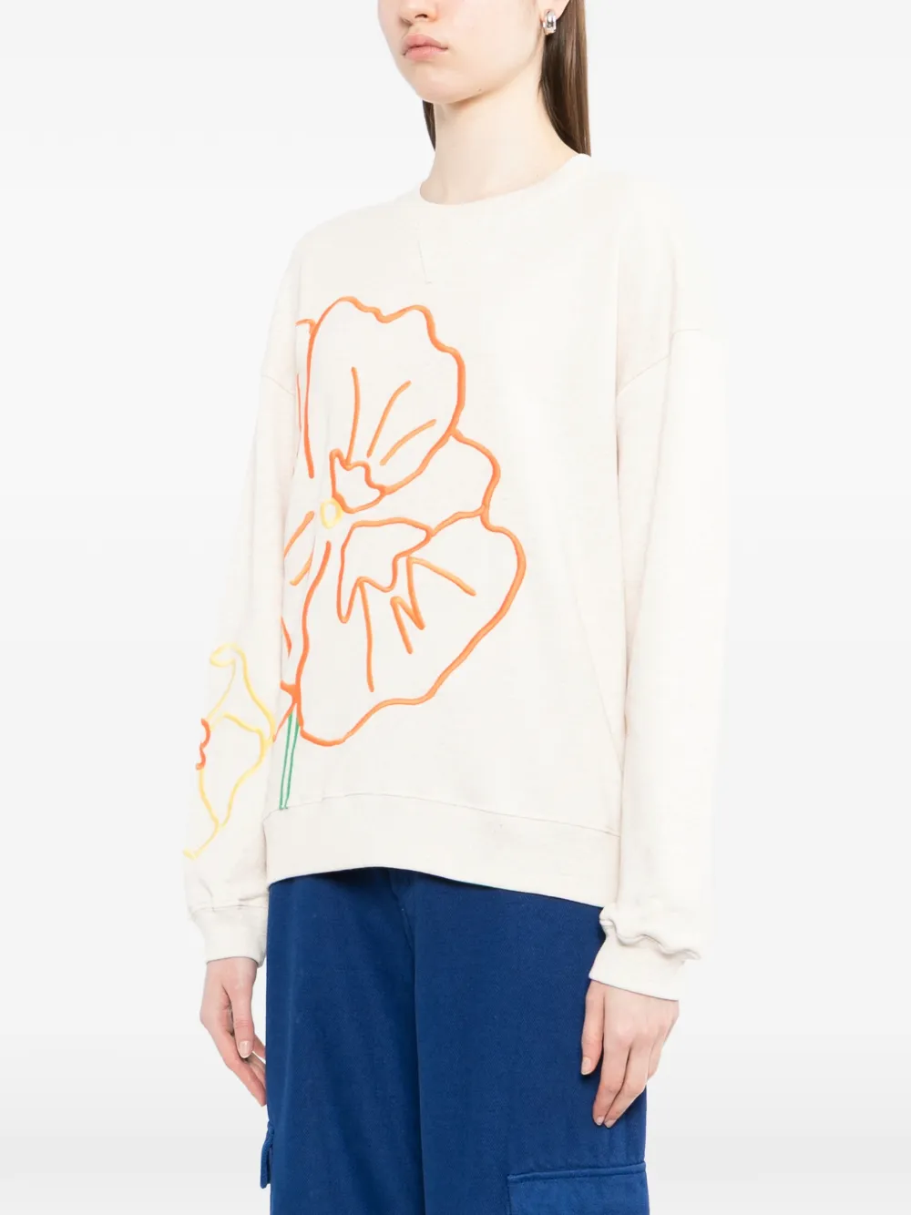  Mira Mikati Floral-embroidered Sweatshirt - Neutrals 