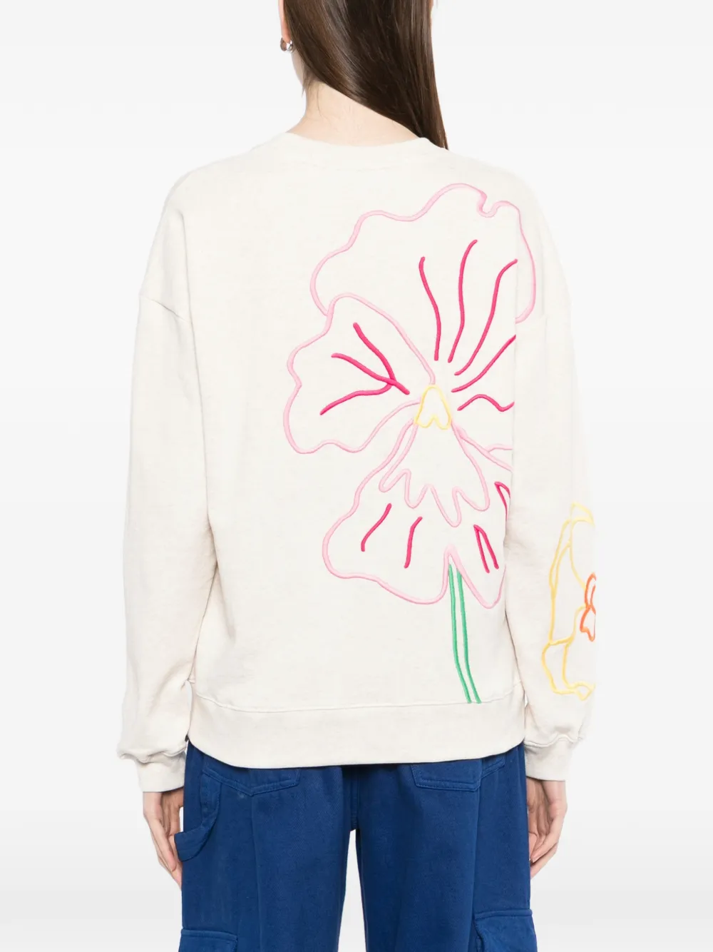 Mira Mikati Sweater met geborduurde bloemen Beige