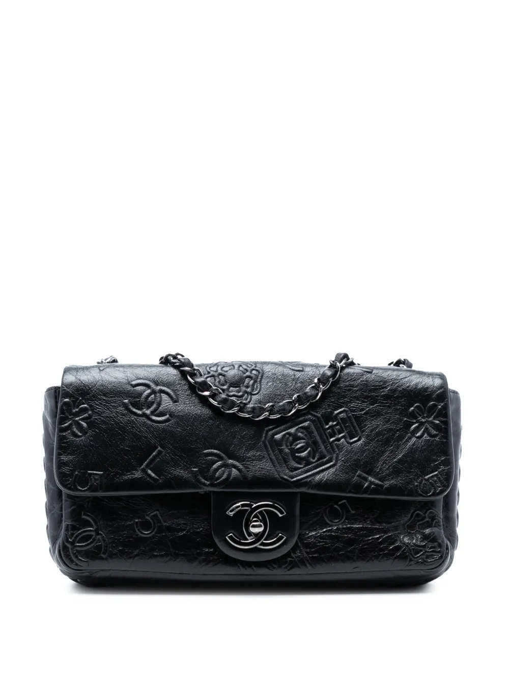 CHANEL Pre-Owned 2014 Medium Embossed Calfskin Precious Symbols Flap shoulder bag - Nero