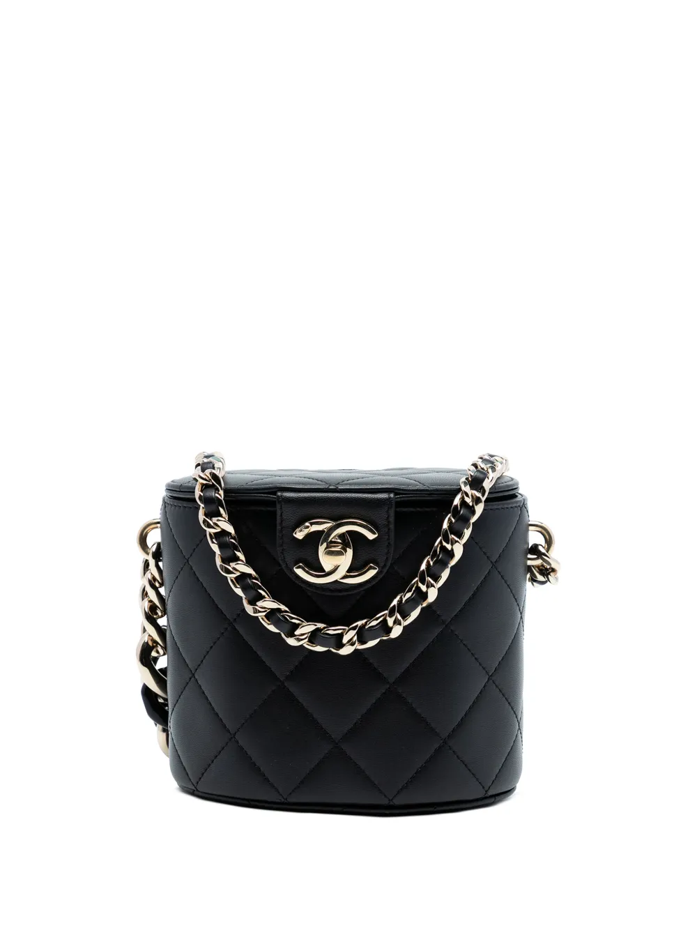 CHANEL Pre-Owned 2019 Mini Quilted Lambskin Elegant Chain Vanity Case crossbody bag - Nero