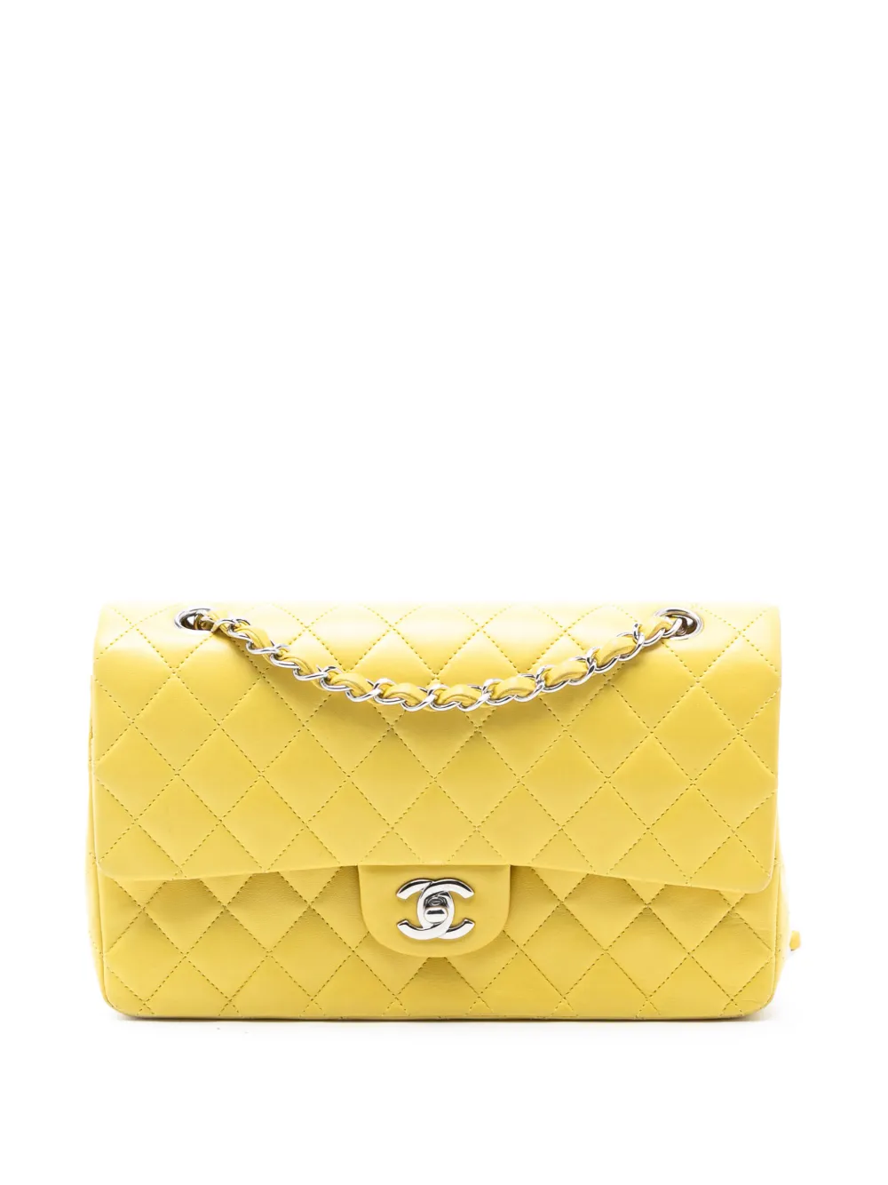 CHANEL Pre-Owned 2009-2010 Medium Classic Lambskin Double Flap shoulder bag - Giallo