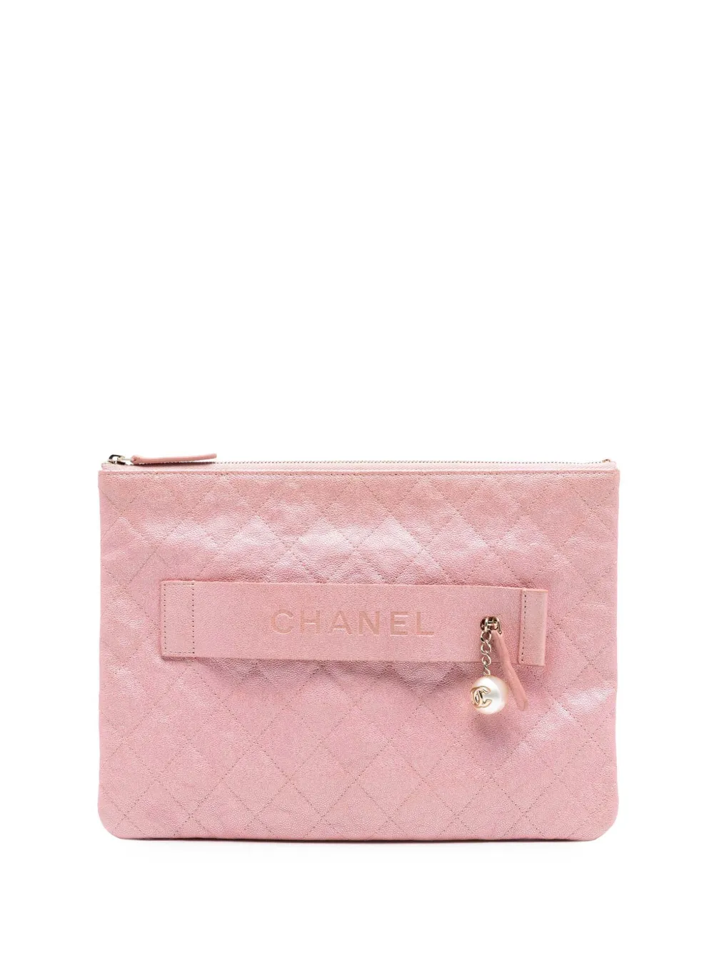 CHANEL Pre-Owned 2019 Large Quilted Iridescent Caviar Night by the C O Case clutch bag - Rosa
