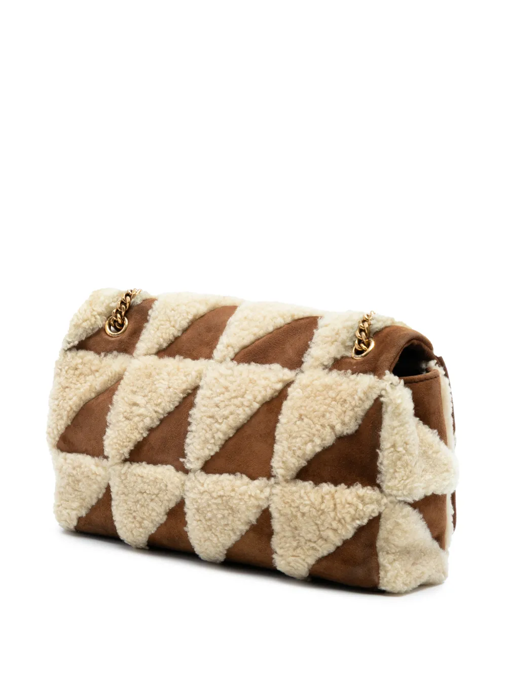  Saint Laurent Pre-owned Borsa A Spalla Jamie Media In Pelle Scamosciata E Shearling Con Design Patchwork 2022 - Marrone 