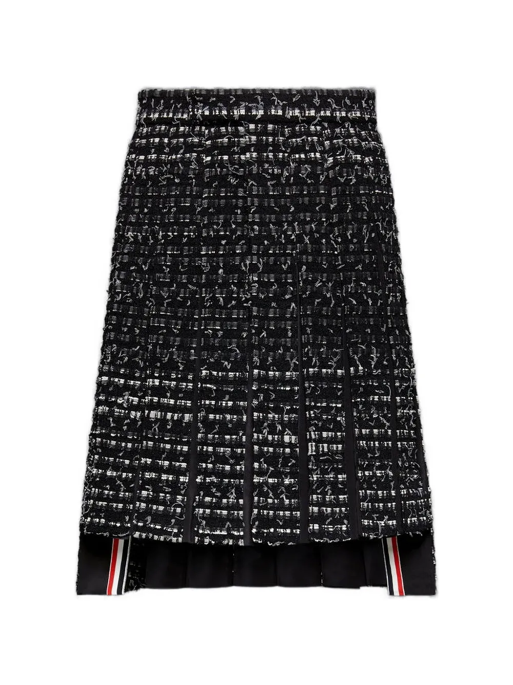 Thom Browne pleated ribbon tweed skirt - Nero