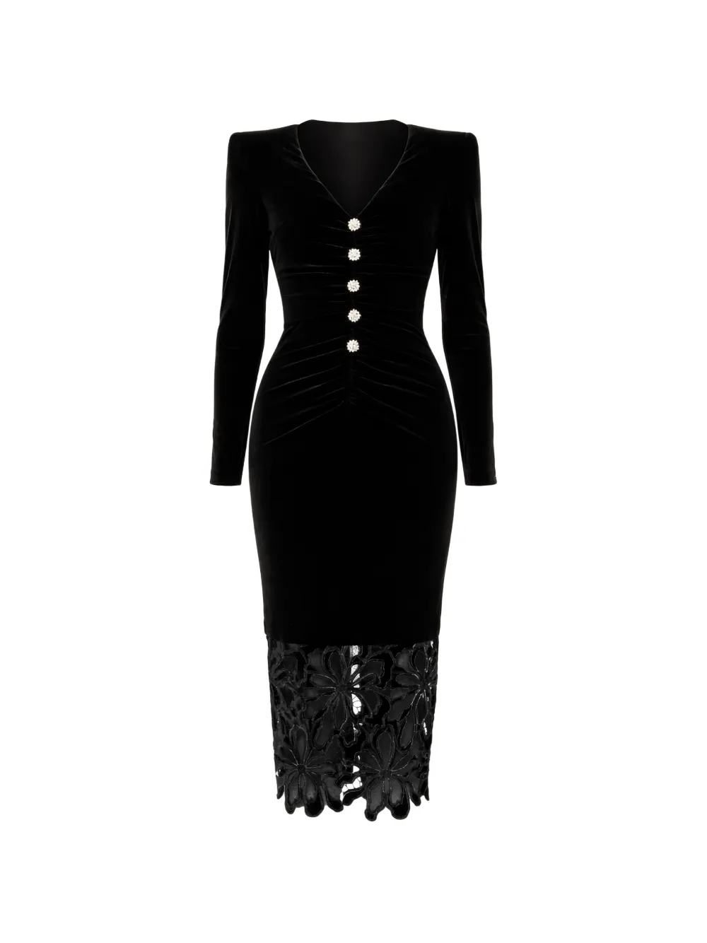 NISSA lace embellished midi dress - Nero