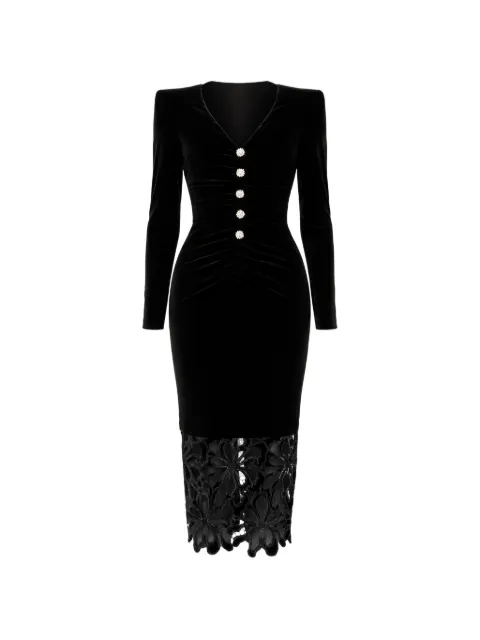 NISSA lace embellished midi dress