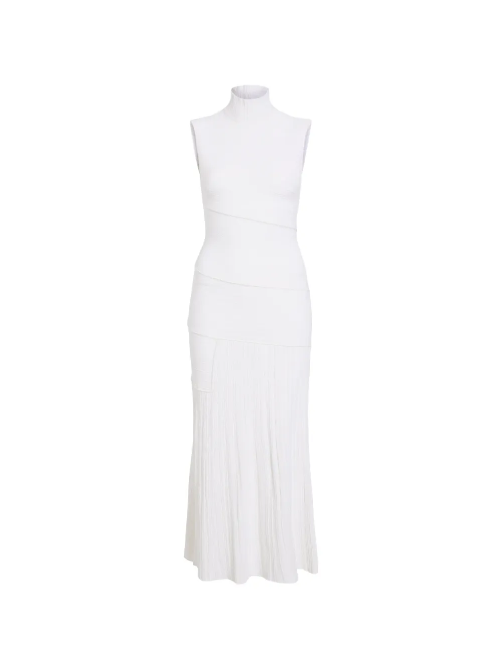 Proenza Schouler Federica micro-pleat turtleneck dress - Bianco
