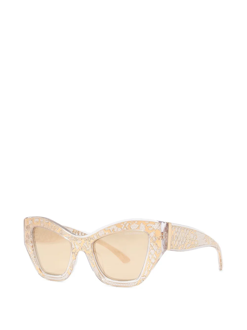 Dolce & Gabbana Eyewear Dg Lace Pattern Cat-eye Sunglasses - Gold 