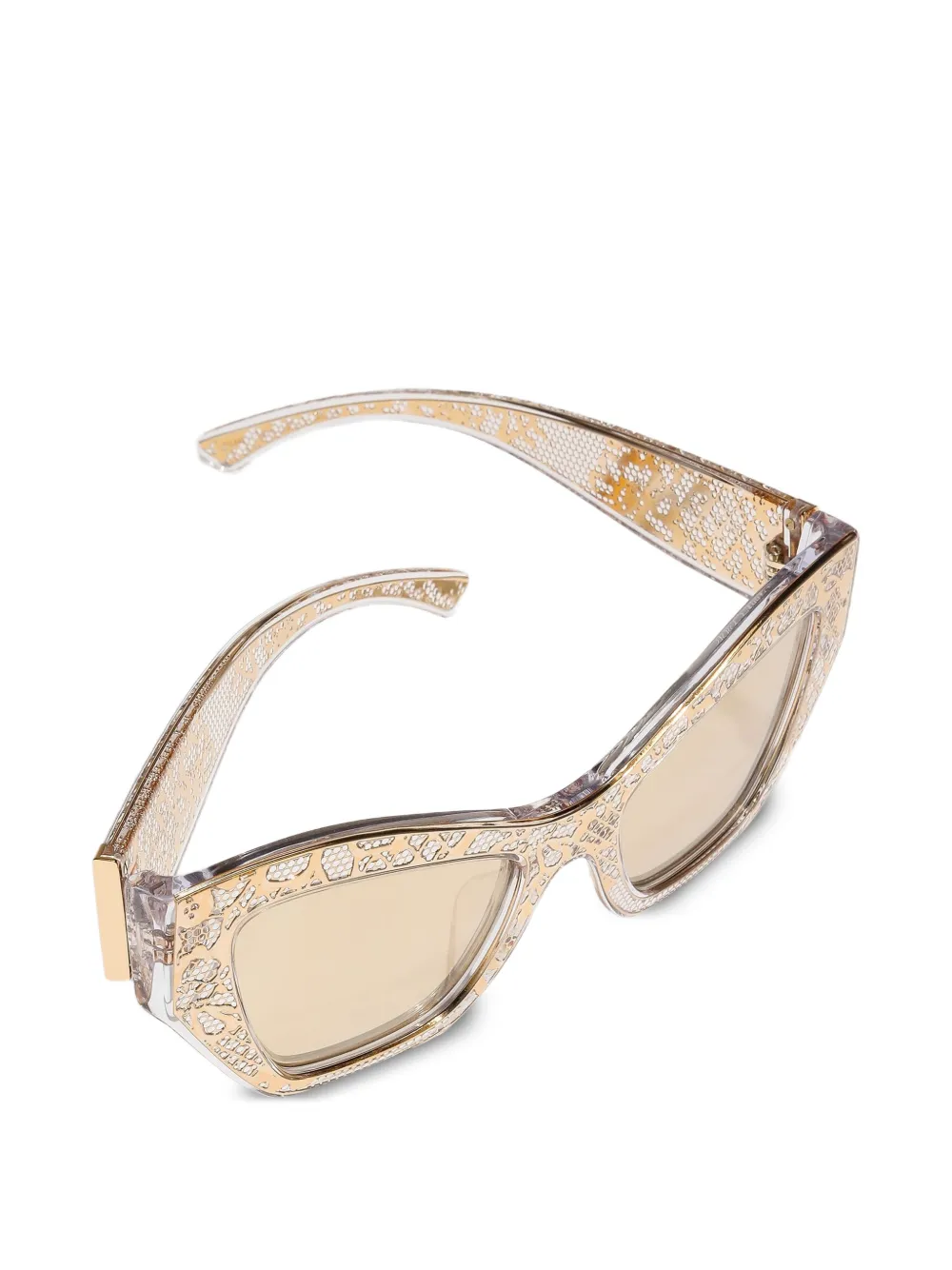Dolce & Gabbana Eyewear Zonnebril met cat-eye montuur en DG-kanten patroon Goud