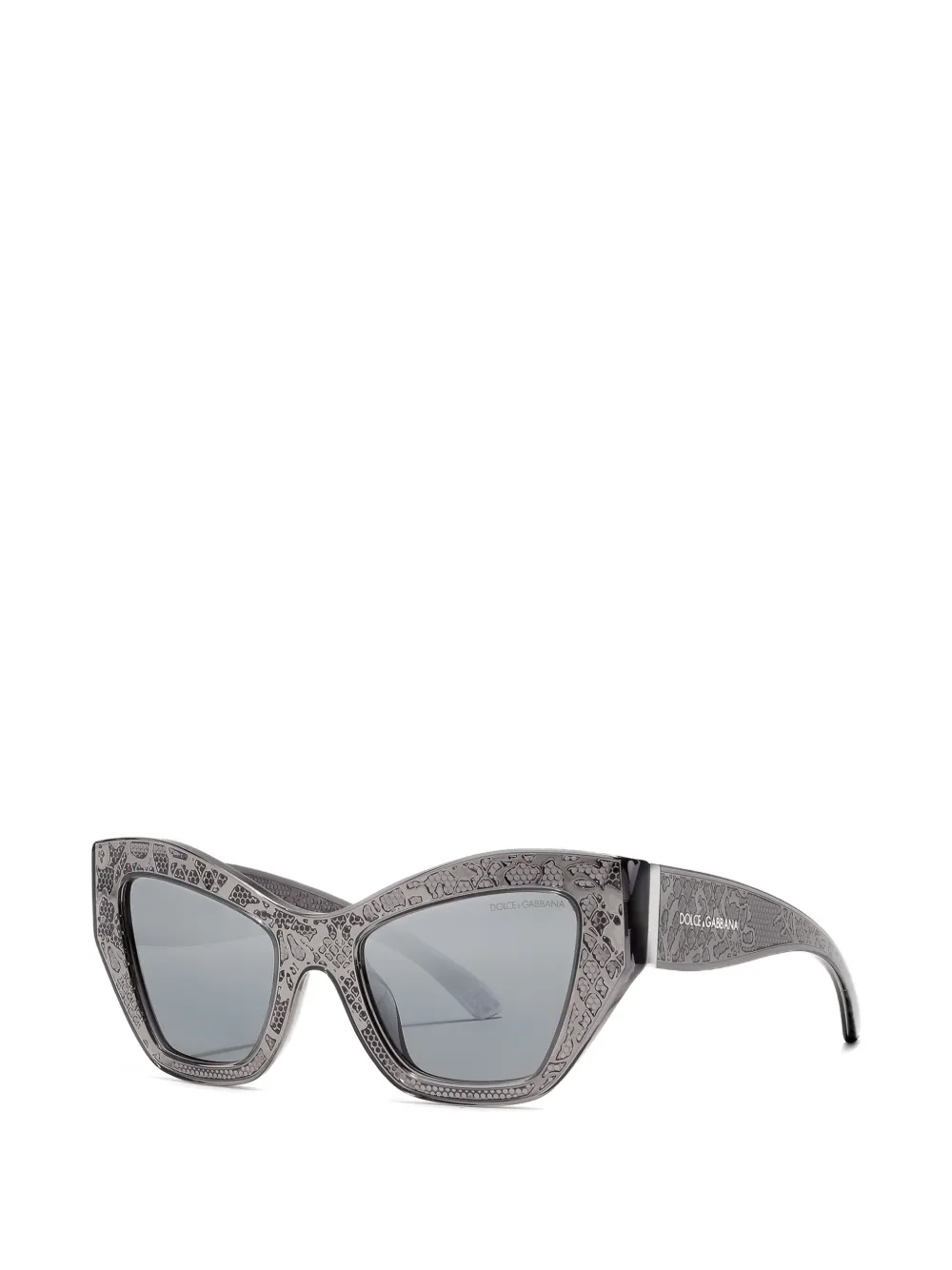 Dolce & Gabbana Eyewear Zonnebril met geometrisch montuur en DG-kanten patroon Grijs