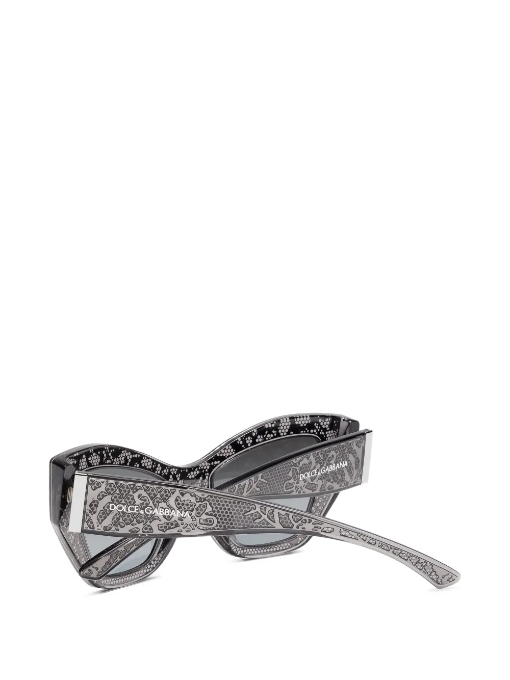 Dolce & Gabbana Eyewear Zonnebril met geometrisch montuur en DG-kanten patroon Grijs
