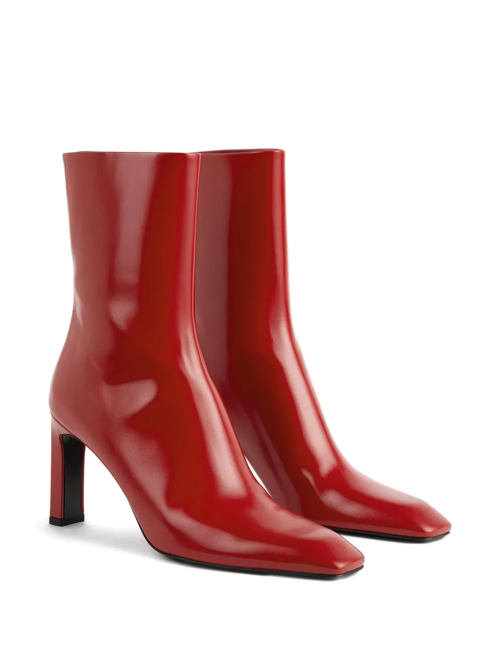 TOTEME glossy square-toe boots Rood