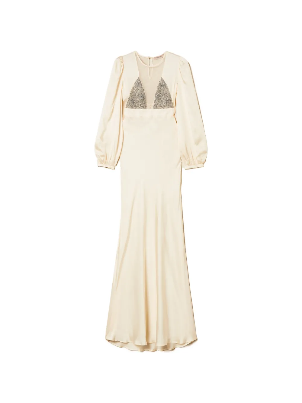 TWINSET balloon-sleeve mesh-panel dress - Toni neutri