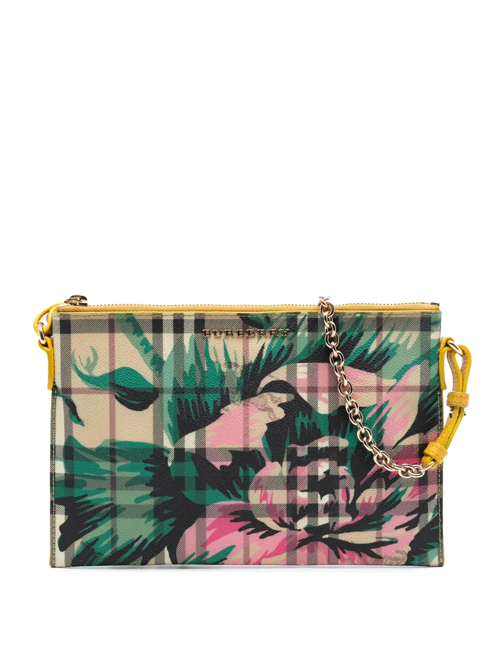 Burberry Pre-Owned 2000-2025 Haymarket Check Coated Canvas Floral Print crossbody bag - Marrone