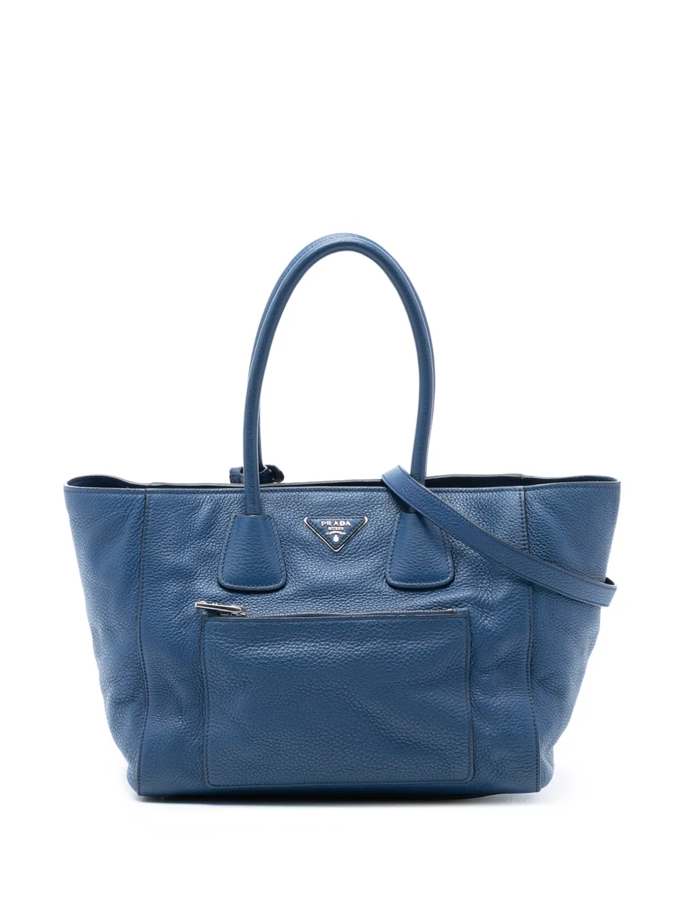 Prada Pre-Owned 2000-2025 Vitello Daino Front Pocket Open Convertible Tote satchel - Blu