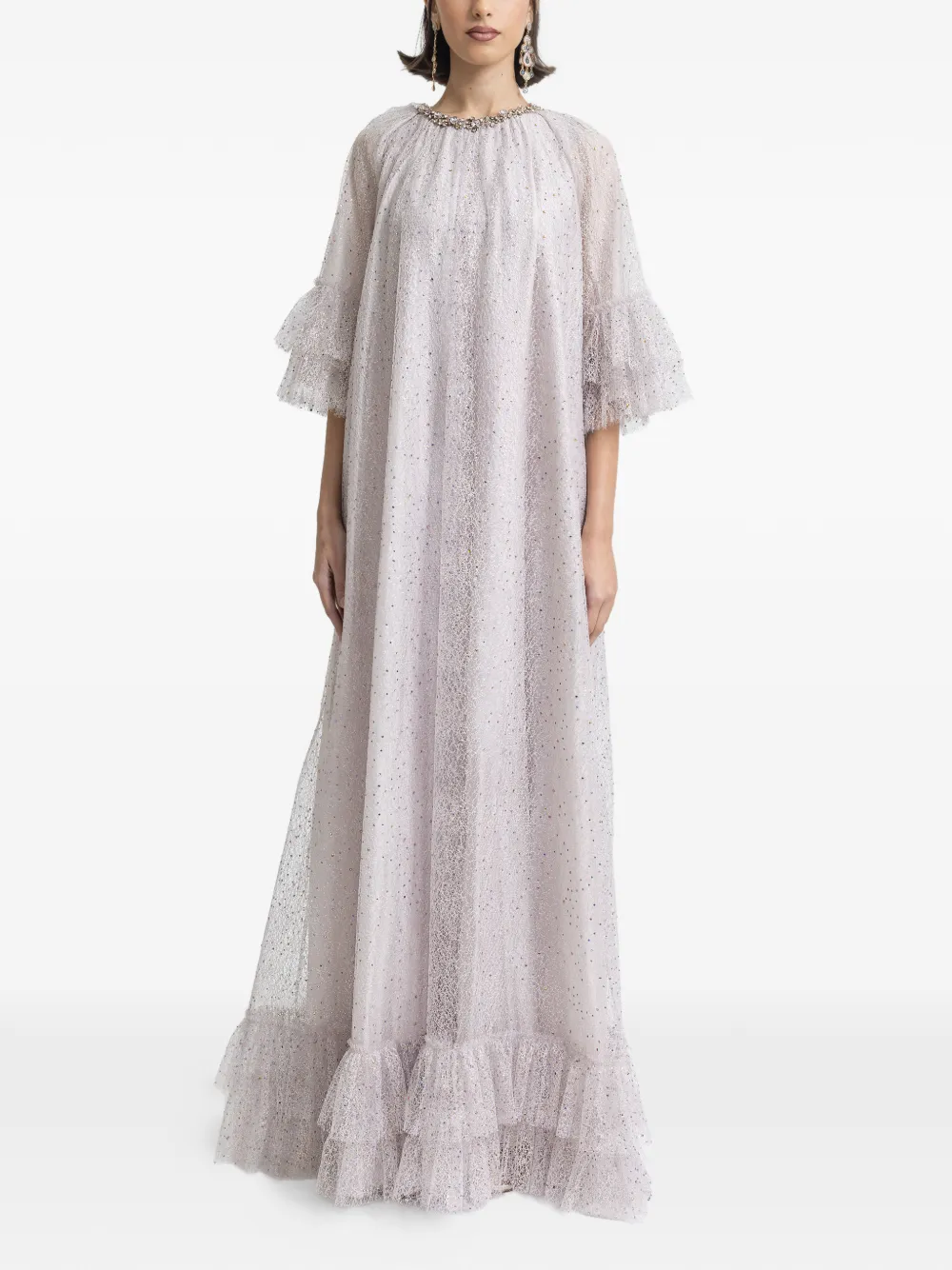 Gemy Maalouf Caftano lungo con ruches - Toni neutri