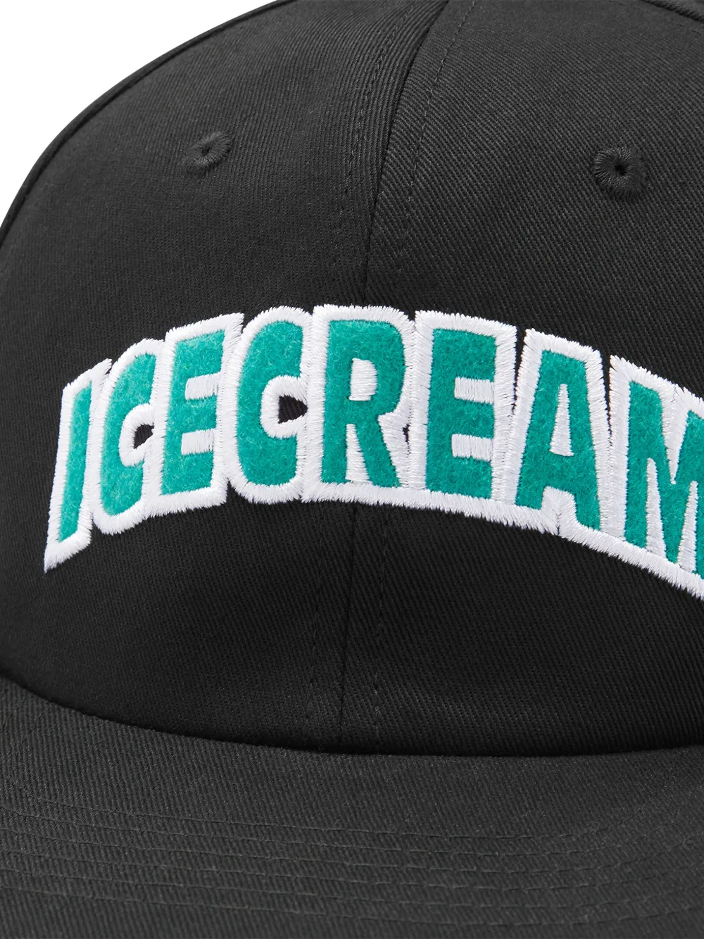  Icecream Embroidered-logo Cap Hat - Black 