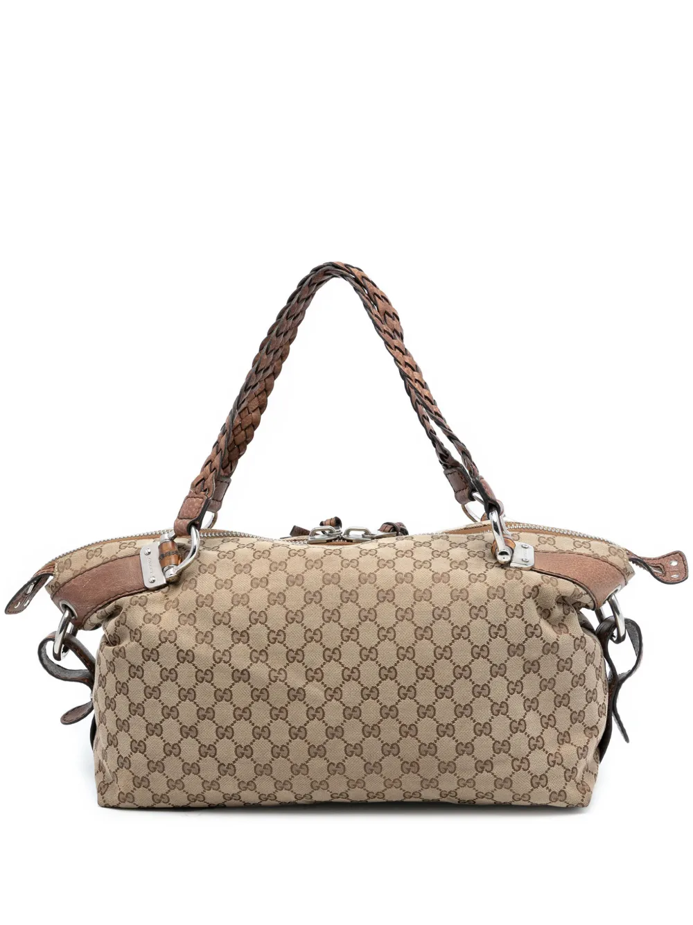 Gucci Pre-Owned Borsa tote media in tela GG e bambù 2016-2025 - Marrone