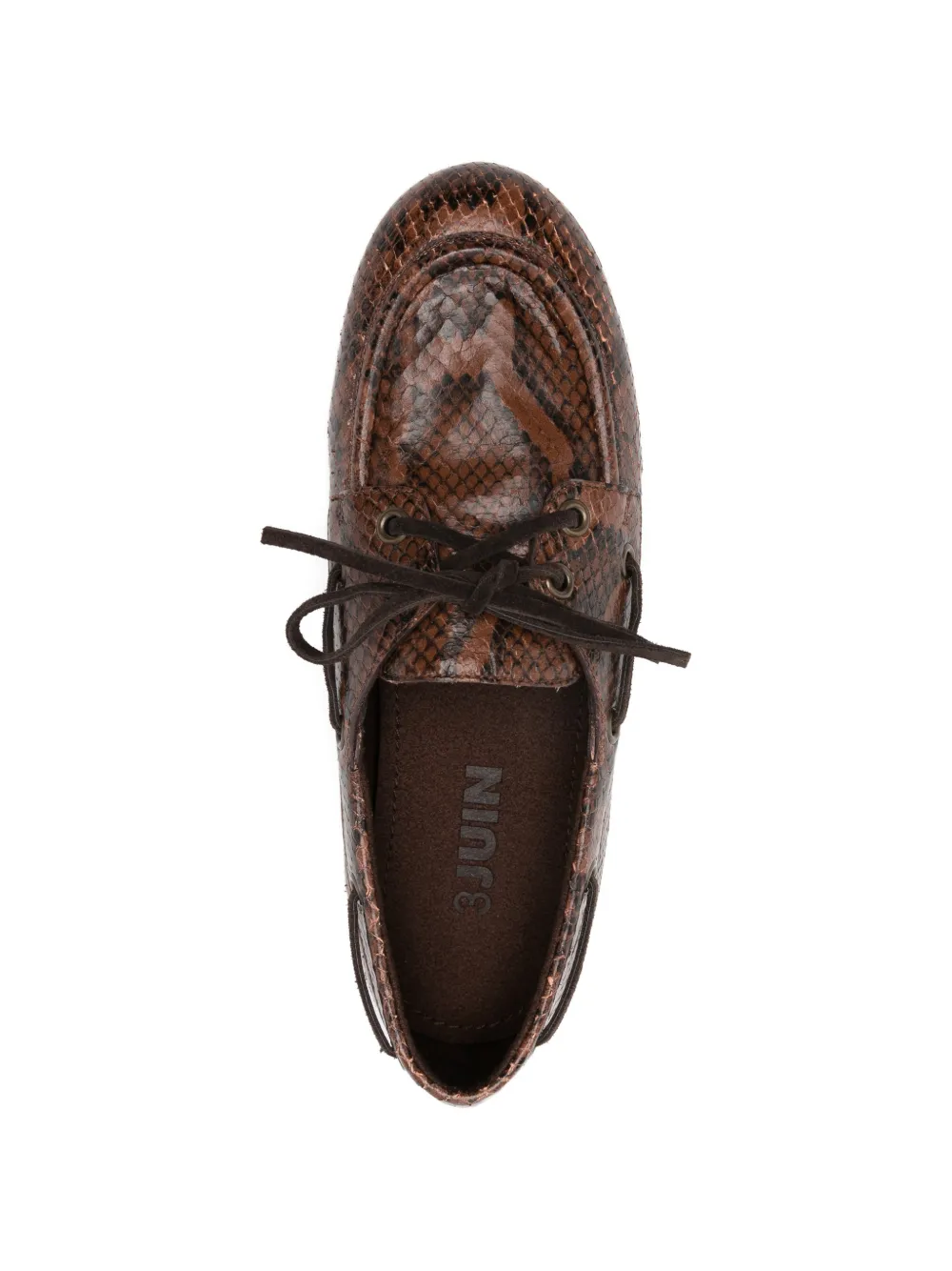 3juin Bootschoenen met slangen-effect Bruin
