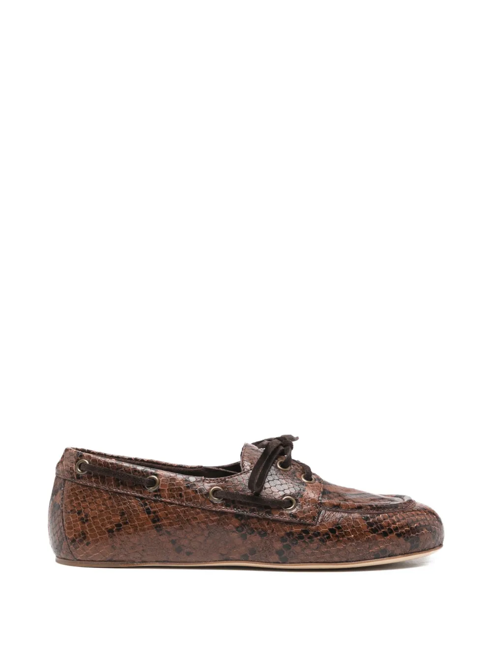 3juin snakeskin-effect boat shoes - Marrone