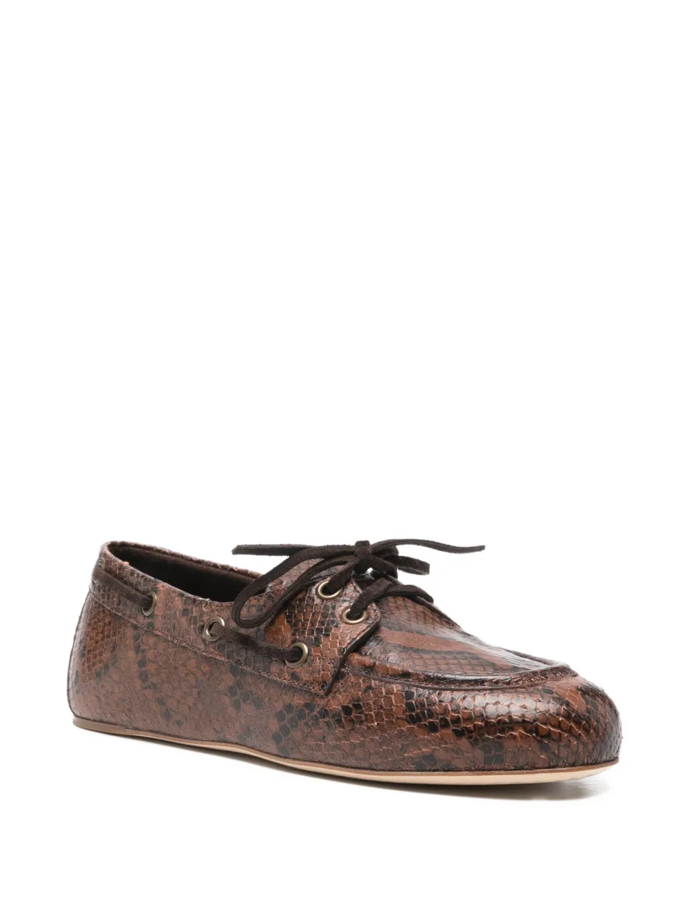3juin Bootschoenen met slangen-effect Bruin