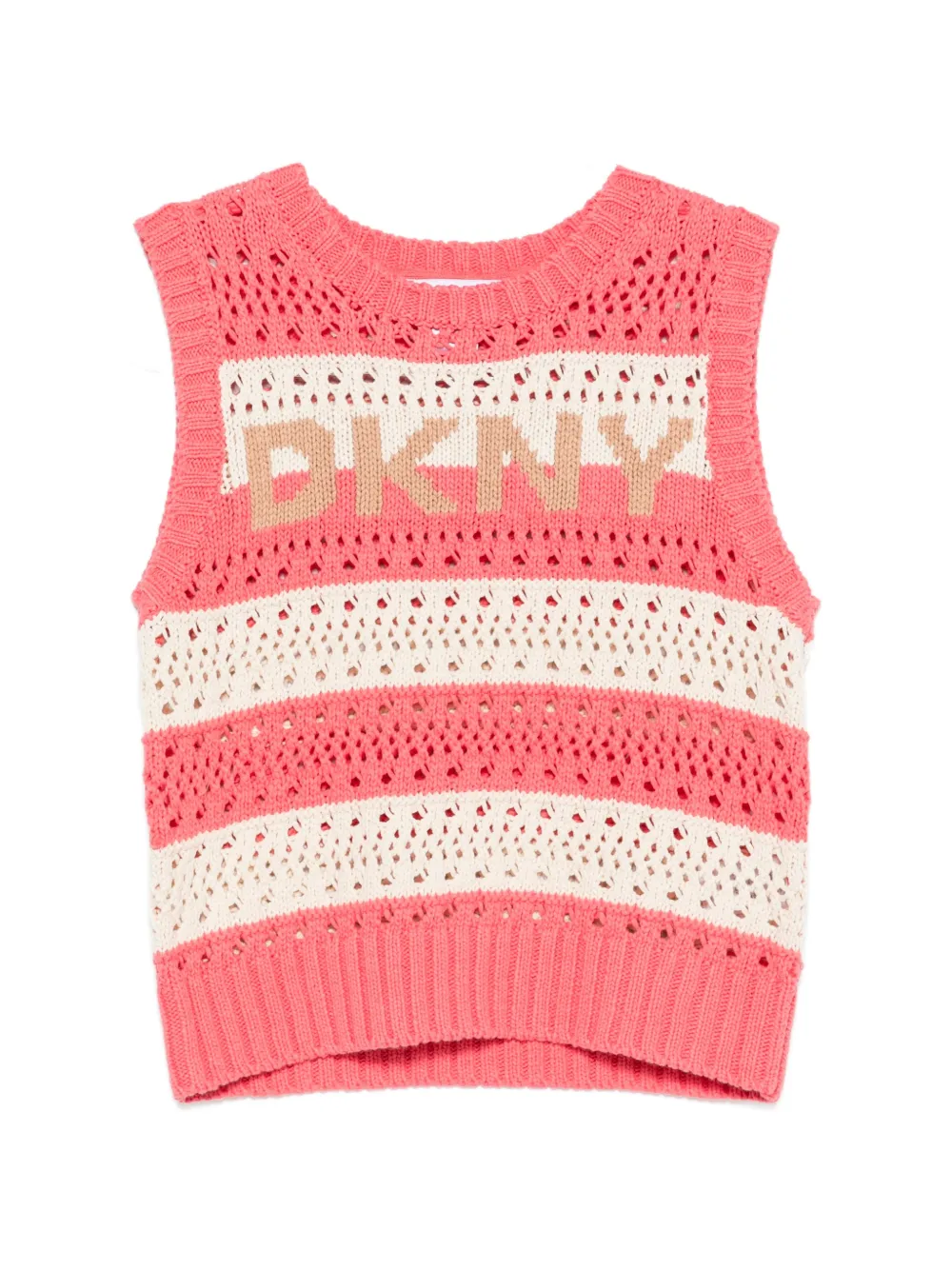 DKNY striped open-knit top - Rosa