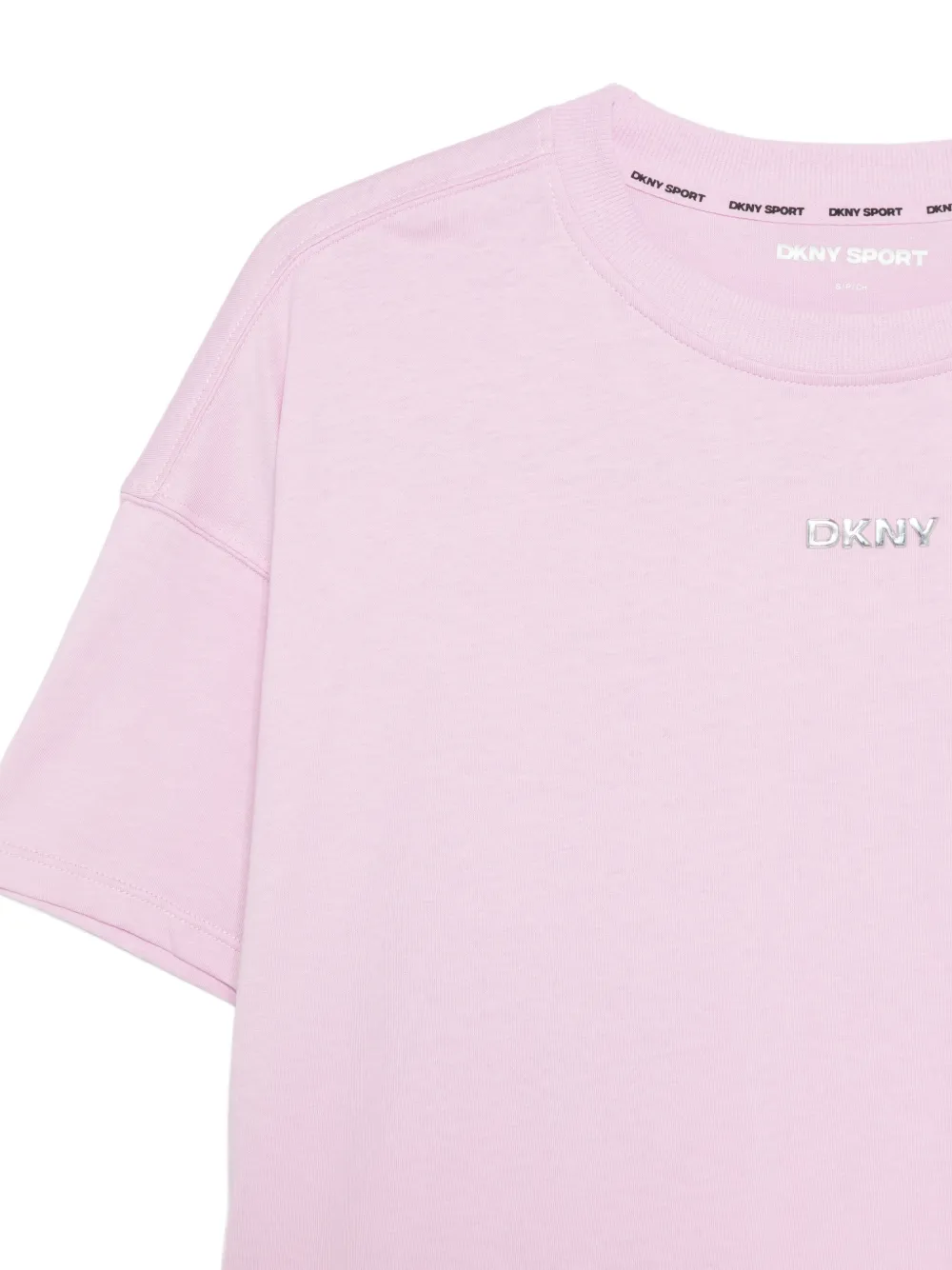DKNY T-shirt met logoplakkaat Roze