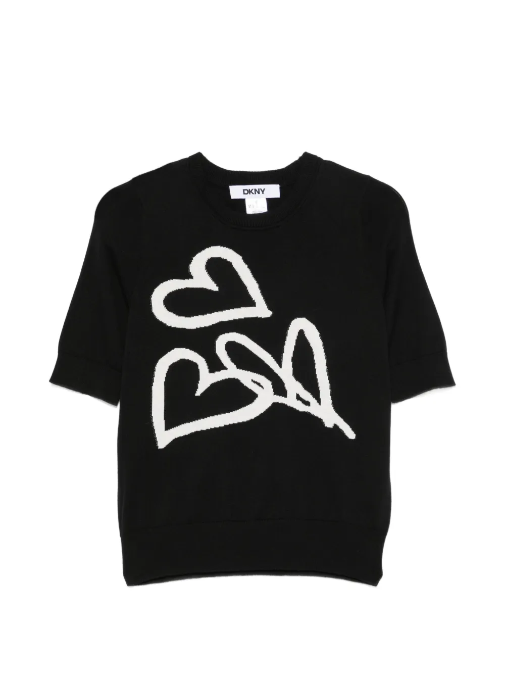 DKNY heart-intarsia short-sleeve top - Nero