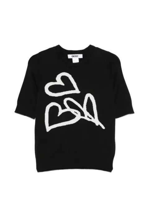 DKNY heart-intarsia short-sleeve top