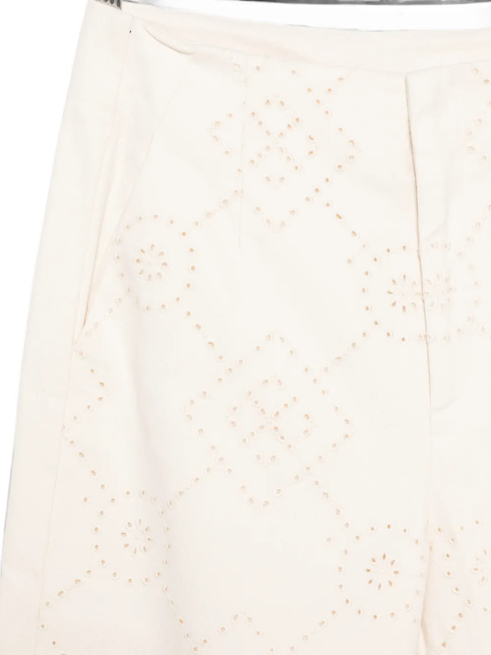 DKNY Broderie anglaise jeans met wijde pijpen Beige