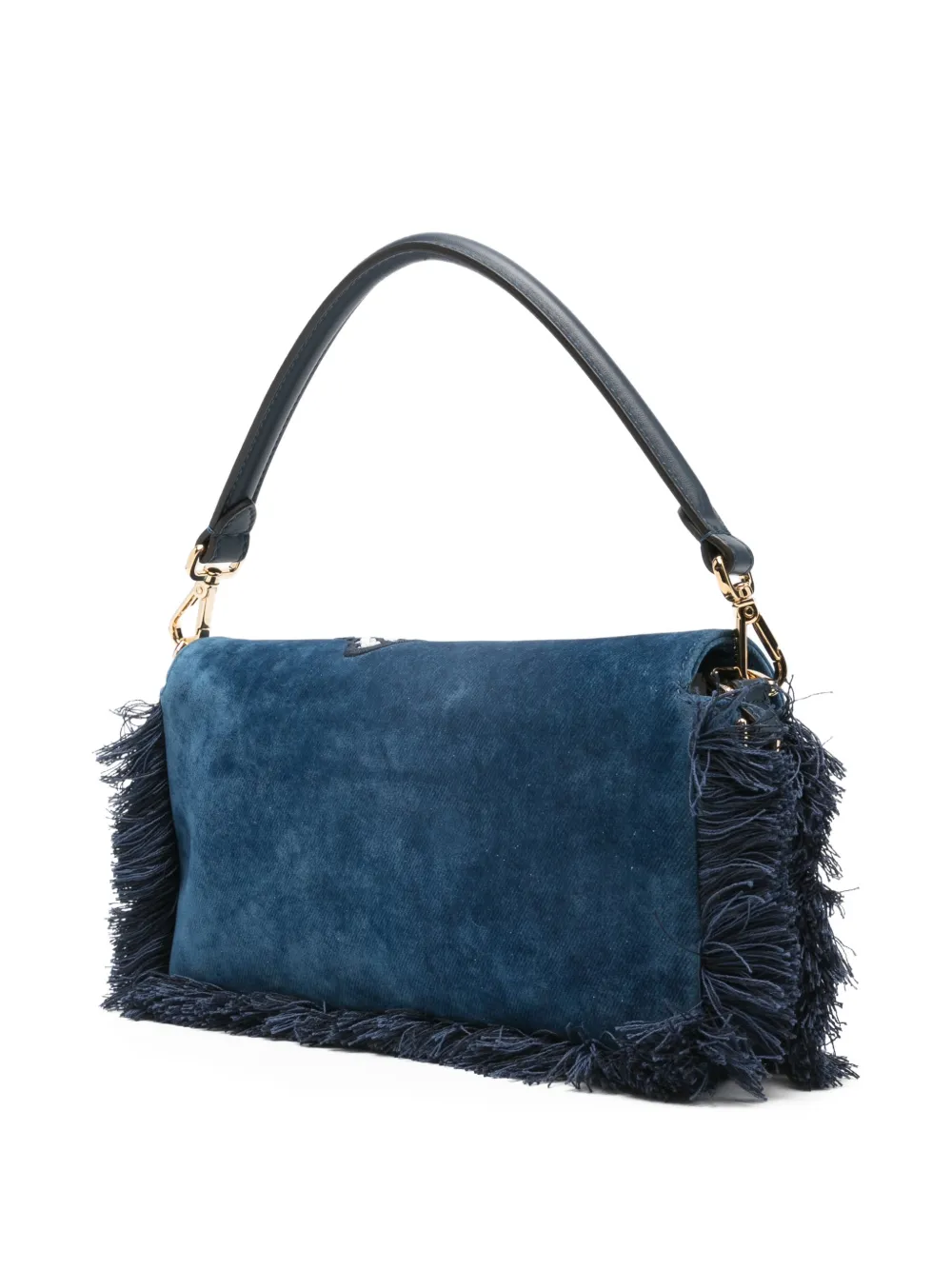  Fendi Butterfly Fringe Baguette Tote Bag - Blue 