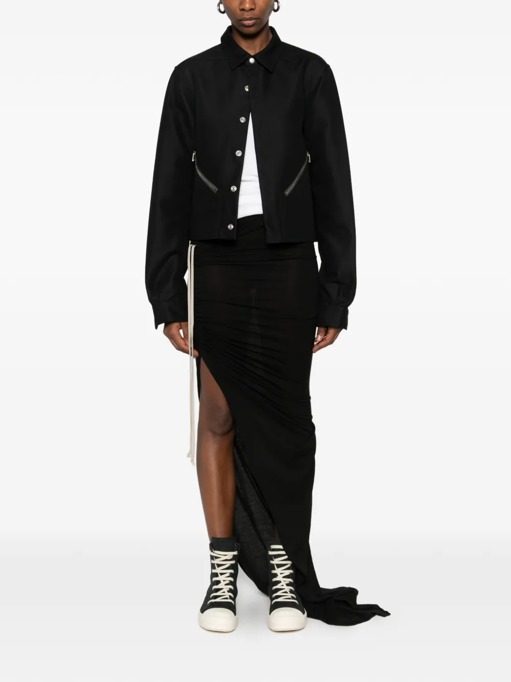 Rick Owens DRKSHDW Edfu rok met trekkoord en split Zwart