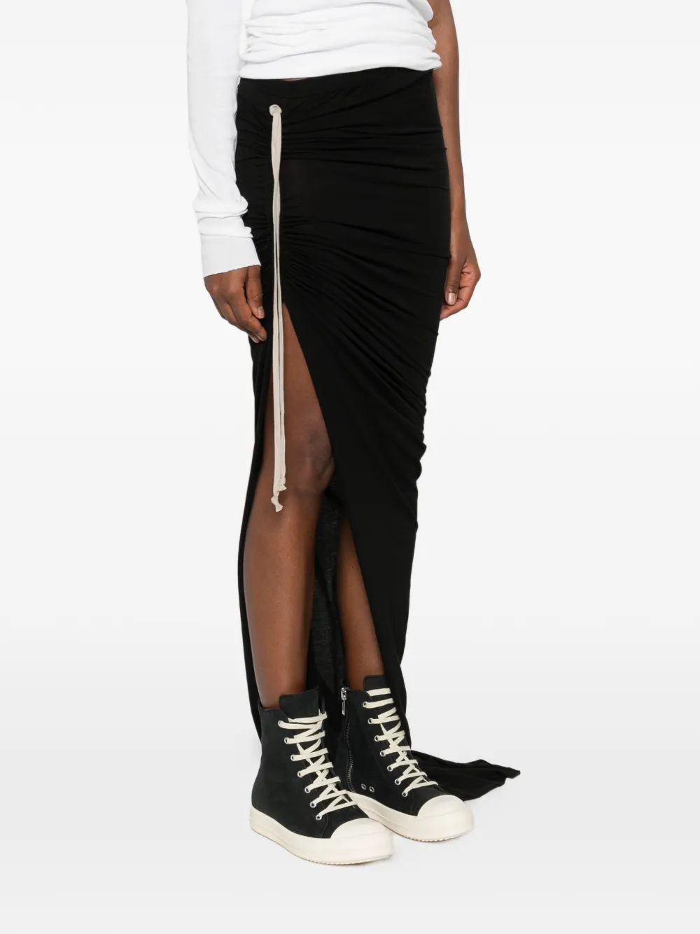 Rick Owens DRKSHDW Edfu rok met trekkoord en split Zwart