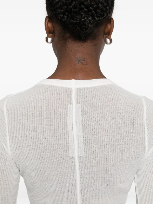 Rick Owens Ribbed long-sleeve Top | White | FARFETCH