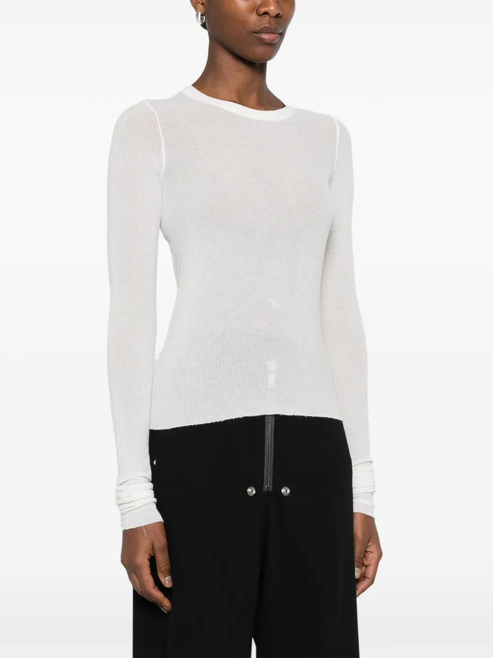 Rick Owens Geribbelde top met lange mouwen Wit