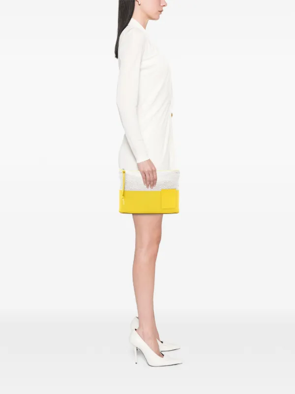 LOEWE クラッチバッグ イエロー/ホワイト Loewe Pre-Owned 2022 Repeat Anagram Jacquard And Leather Oblong