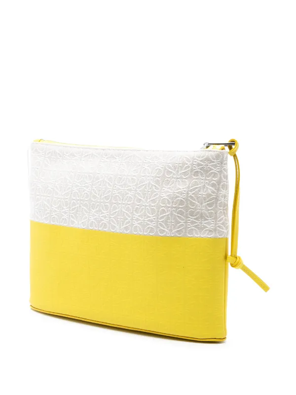LOEWE クラッチバッグ イエロー/ホワイト Loewe Pre-Owned 2022 Repeat Anagram Jacquard And Leather Oblong