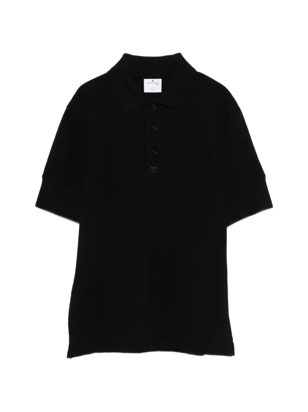 Courrèges logo-patch polo T-shirt - Nero