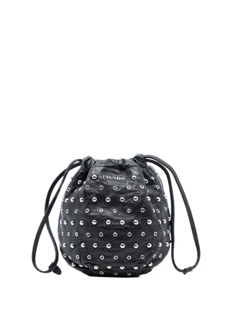 Prada Pre-Owned 2000-2013 Studded Leather Drawstring pouch
