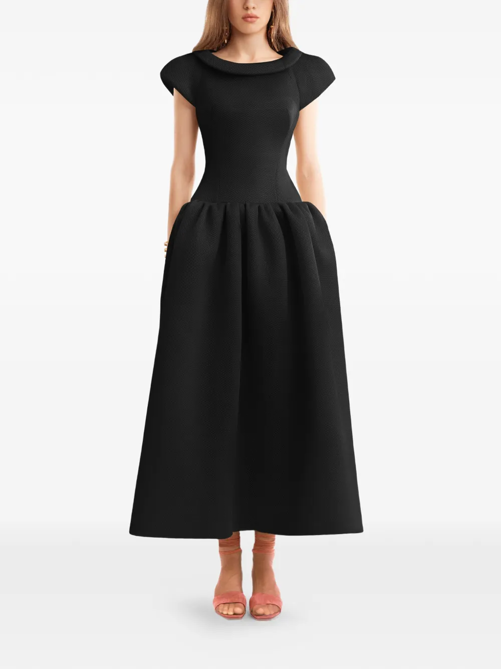 Gemy Maalouf Abito midi con vita bassa - Nero