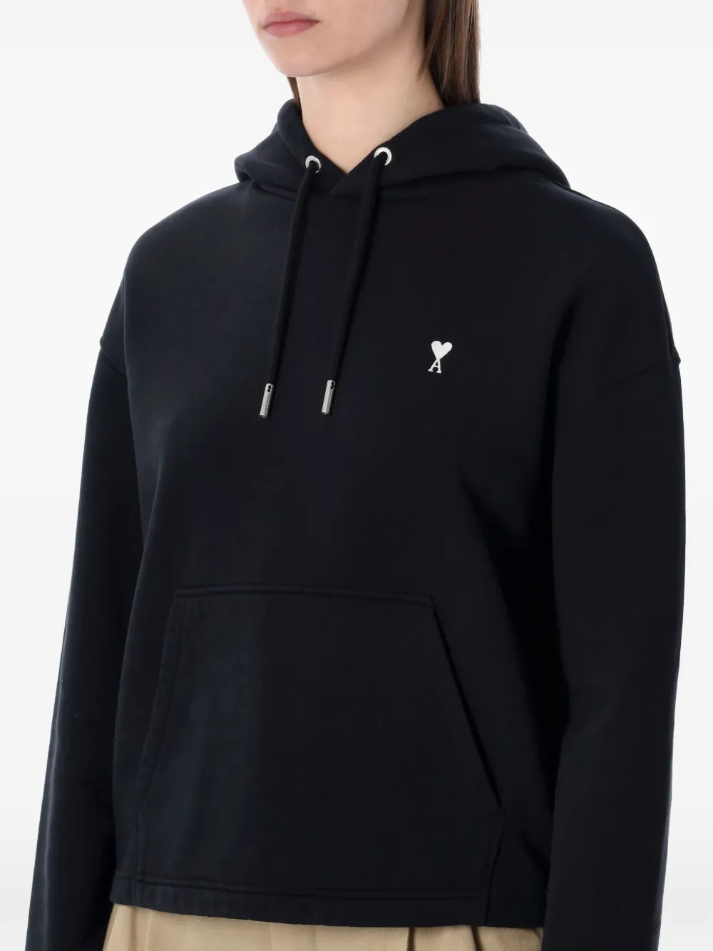 AMI Paris Hoodie met geborduurd hart Zwart
