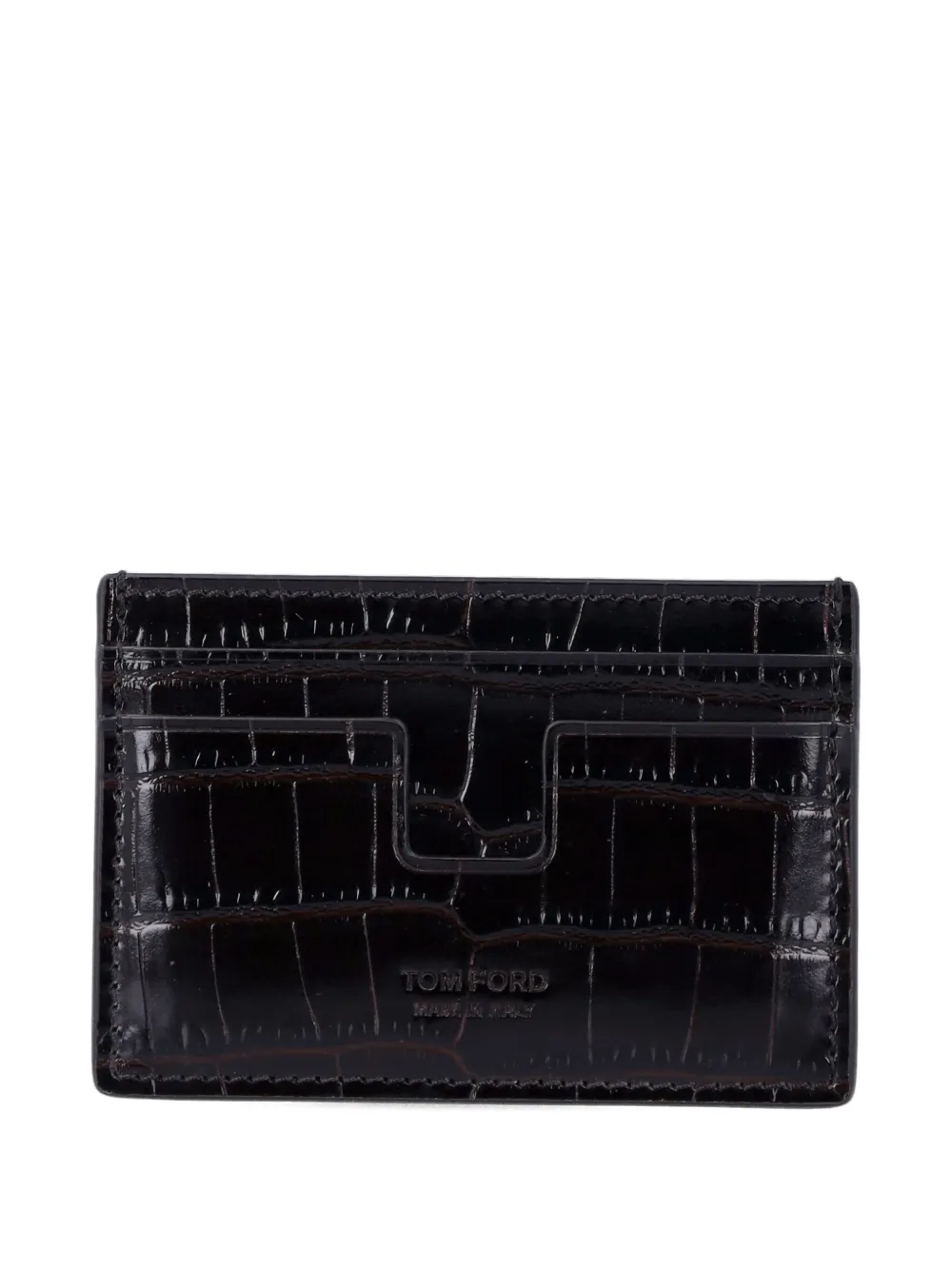 TOM FORD logo nubuck card holder - Nero