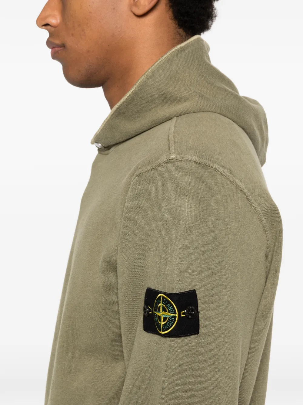 Stone Island 6100031 Malfilé fleece 'Old' effect Groen