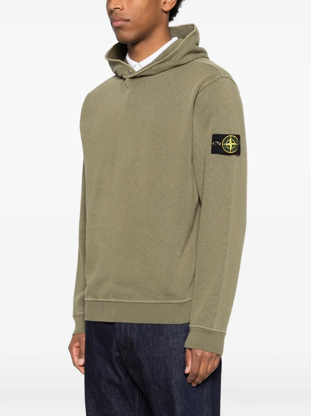 Stone Island 6100031 Malfilé fleece 'Old' effect Groen