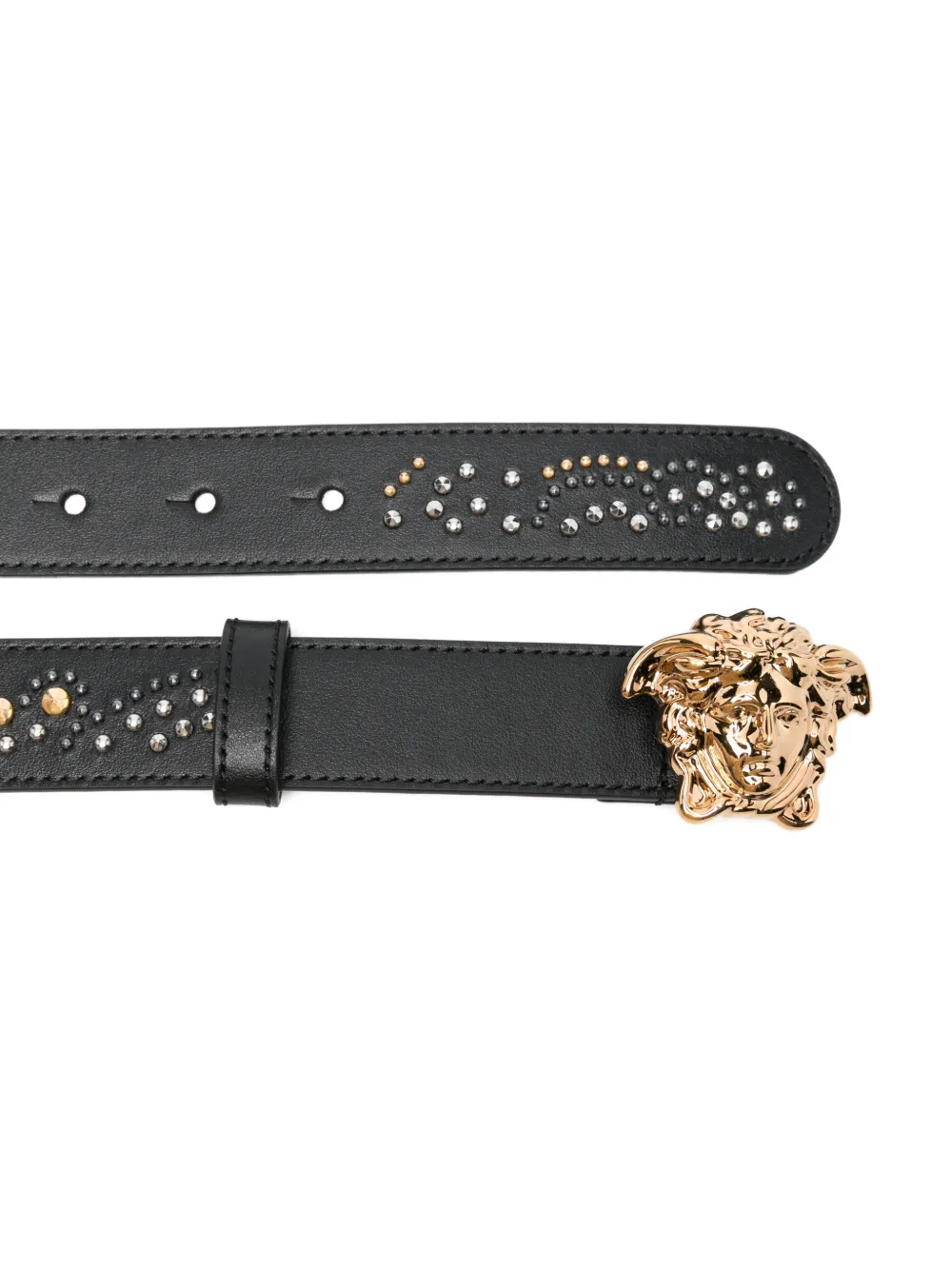 Versace Medusa leren riem met studs Zwart