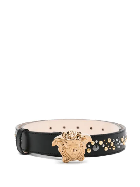 Versace studded medusa leather belt