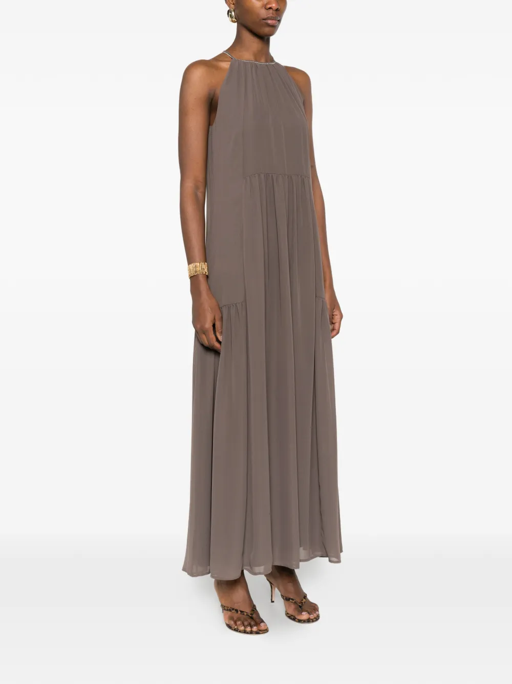  Peserico Tiered Maxi Dress - Brown 