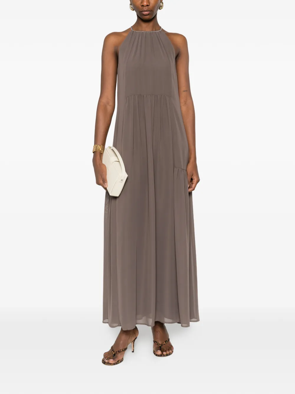  Peserico Tiered Maxi Dress - Brown 